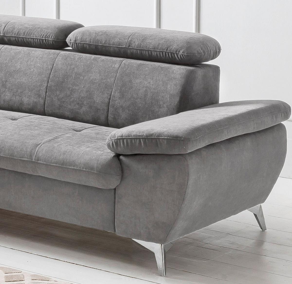 Ecksofa Mit Schlaffunktion Gisele Und Bettkasten Grau - Chromfarben/Grau, KONVENTIONELL, Textil (209/256cm) - Livetastic