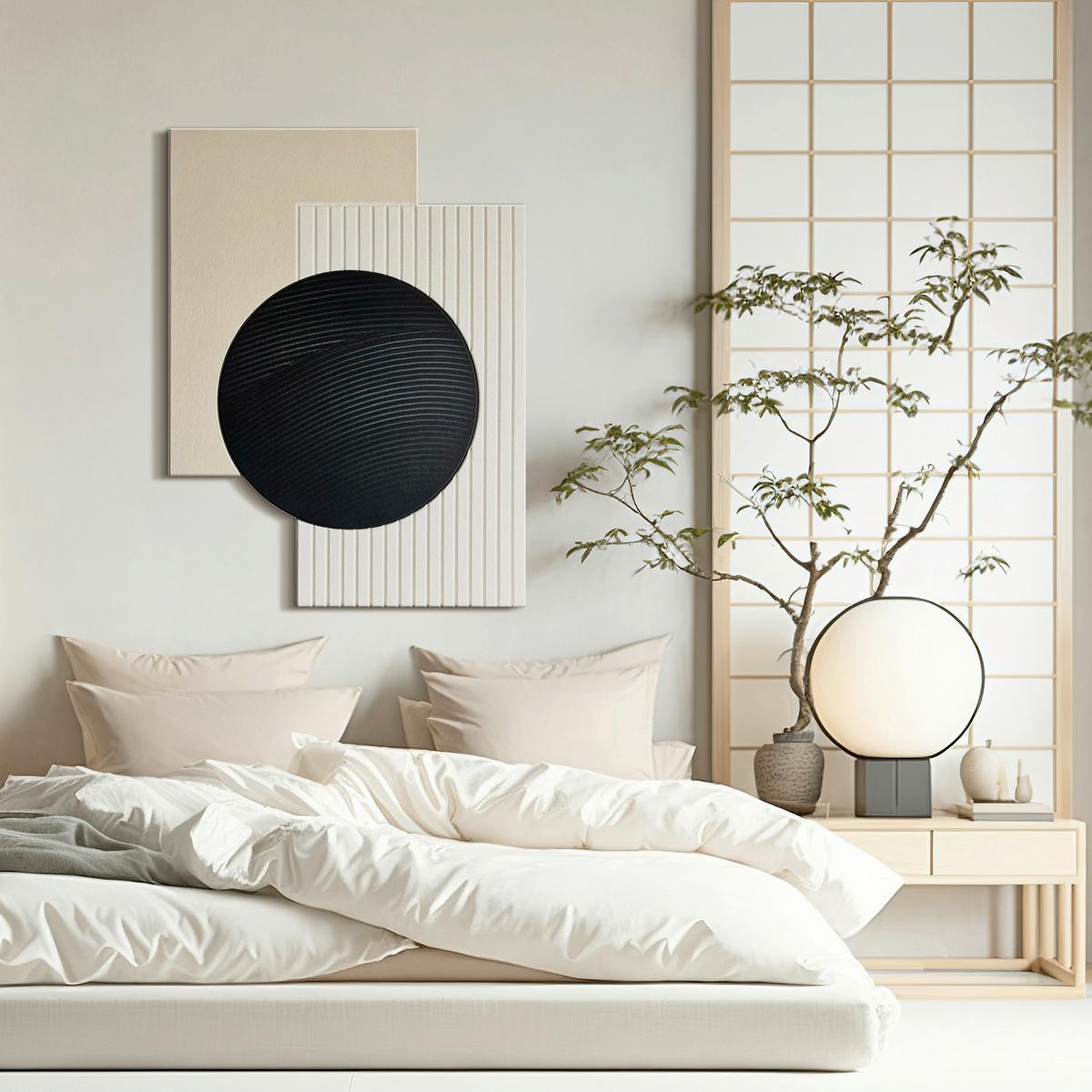 Akustický panel MARLA - černá/béžová, textil (90/120cm) - Premium Living