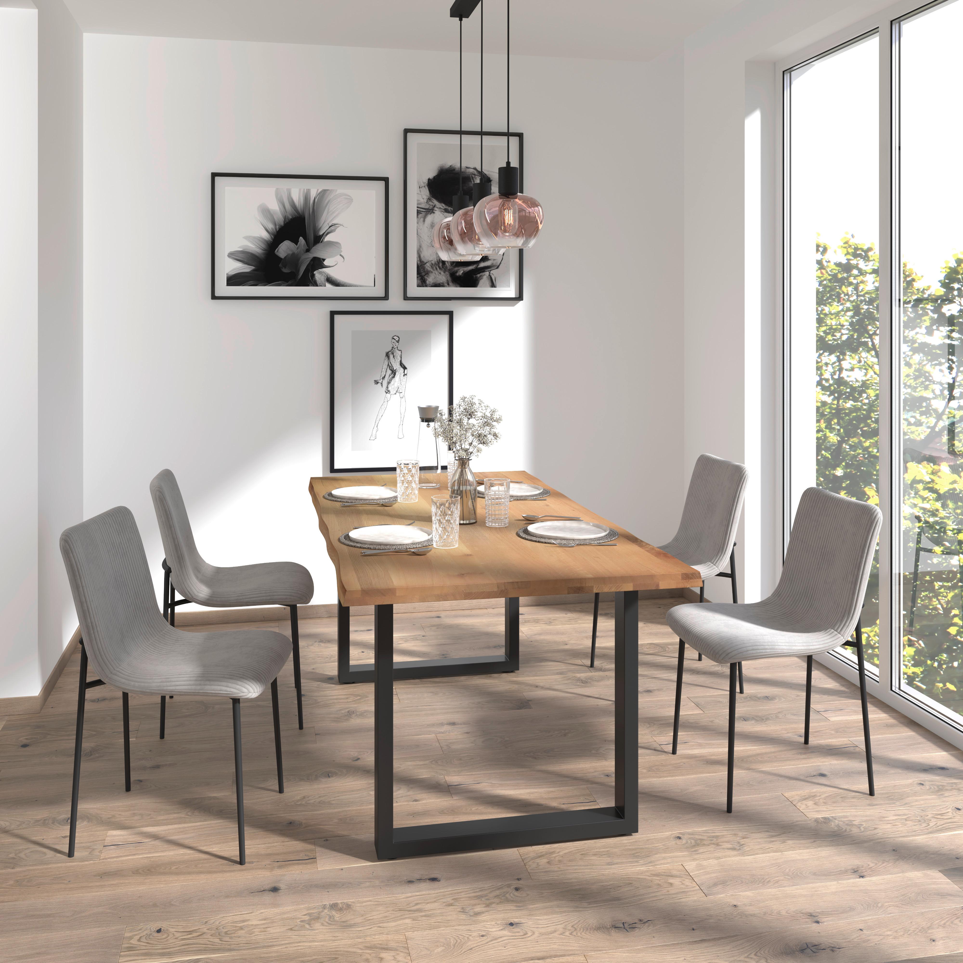 Jedálenský stôl Dan, š: 180 cm - čierna/farba duba, Modern, kov/drevo (180/90/76cm) - Bessagi Home