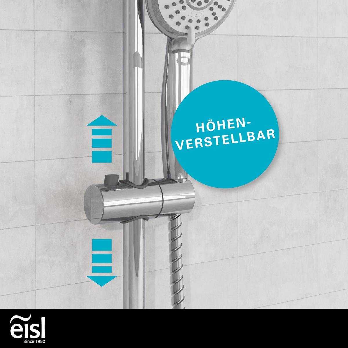 Brausegarnitur Sommerregen Chrom Verstellbar Anti-Kalk - Chromfarben, Design, Kunststoff (24/100,5cm) - Schütte