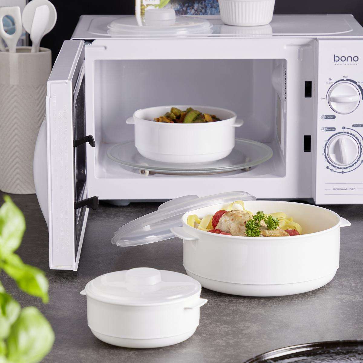 Mikrowellenset 3tlg Mira Versch. Größen - Weiß, Basics, Kunststoff (20/18,8/22,5cm)