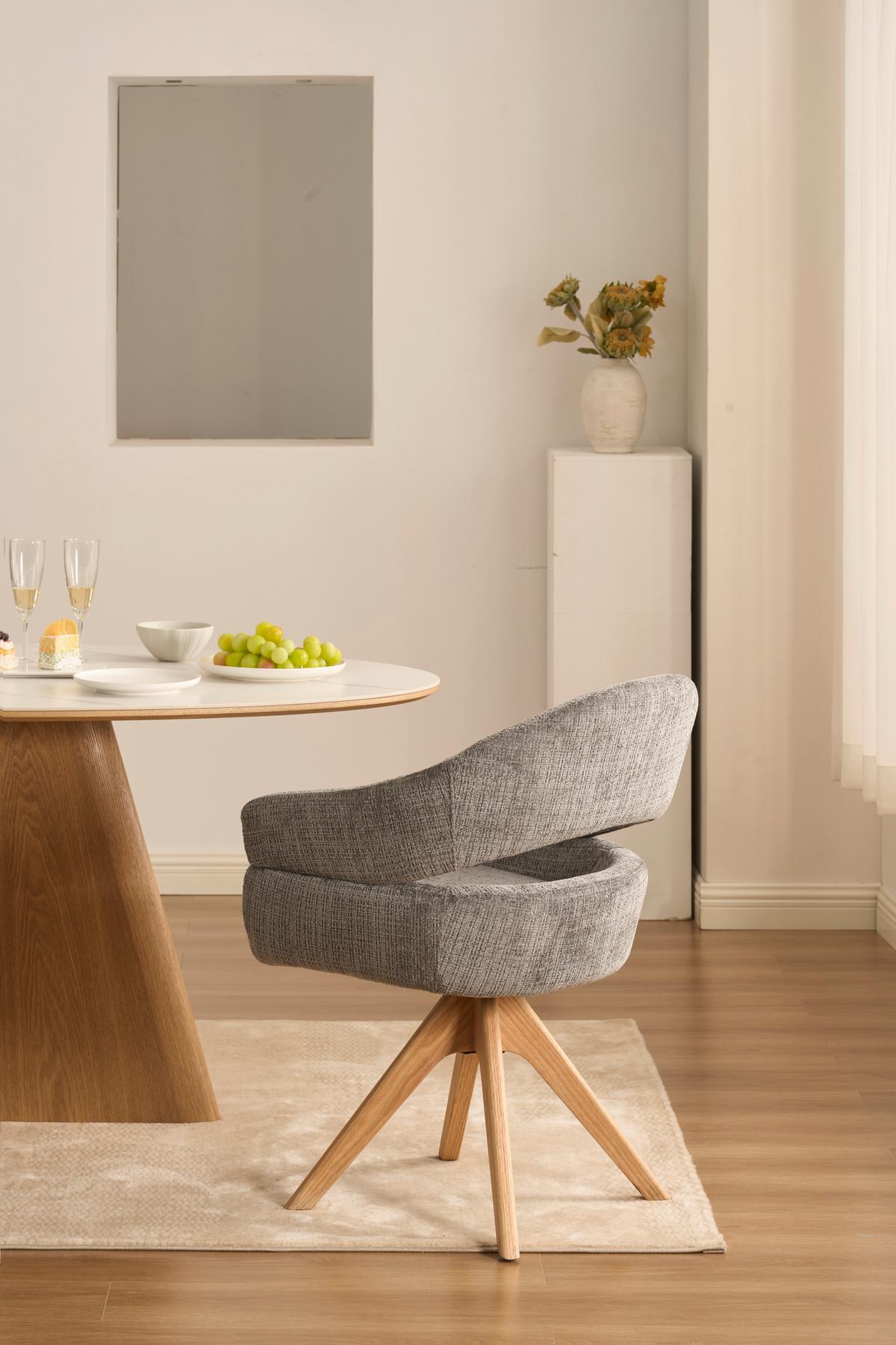 Armlehnstuhl Cleo Grau/Eichefarben B: 58 cm - Eichefarben/Grau, MODERN, Holz/Textil (58/85/62cm) - Livetastic