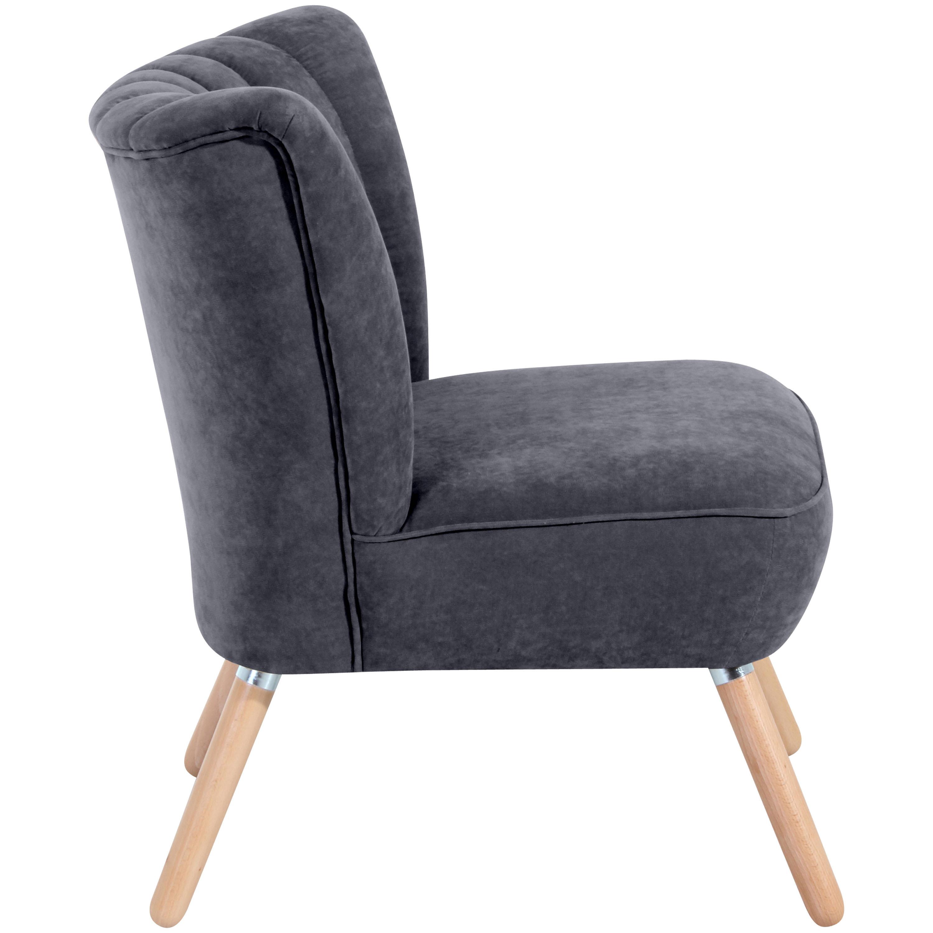 Polsterstuhl Alessandro Anthrazit Holz-Beine - Anthrazit/Buchefarben, Design, Textil (70/80/66cm) - Max Winzer