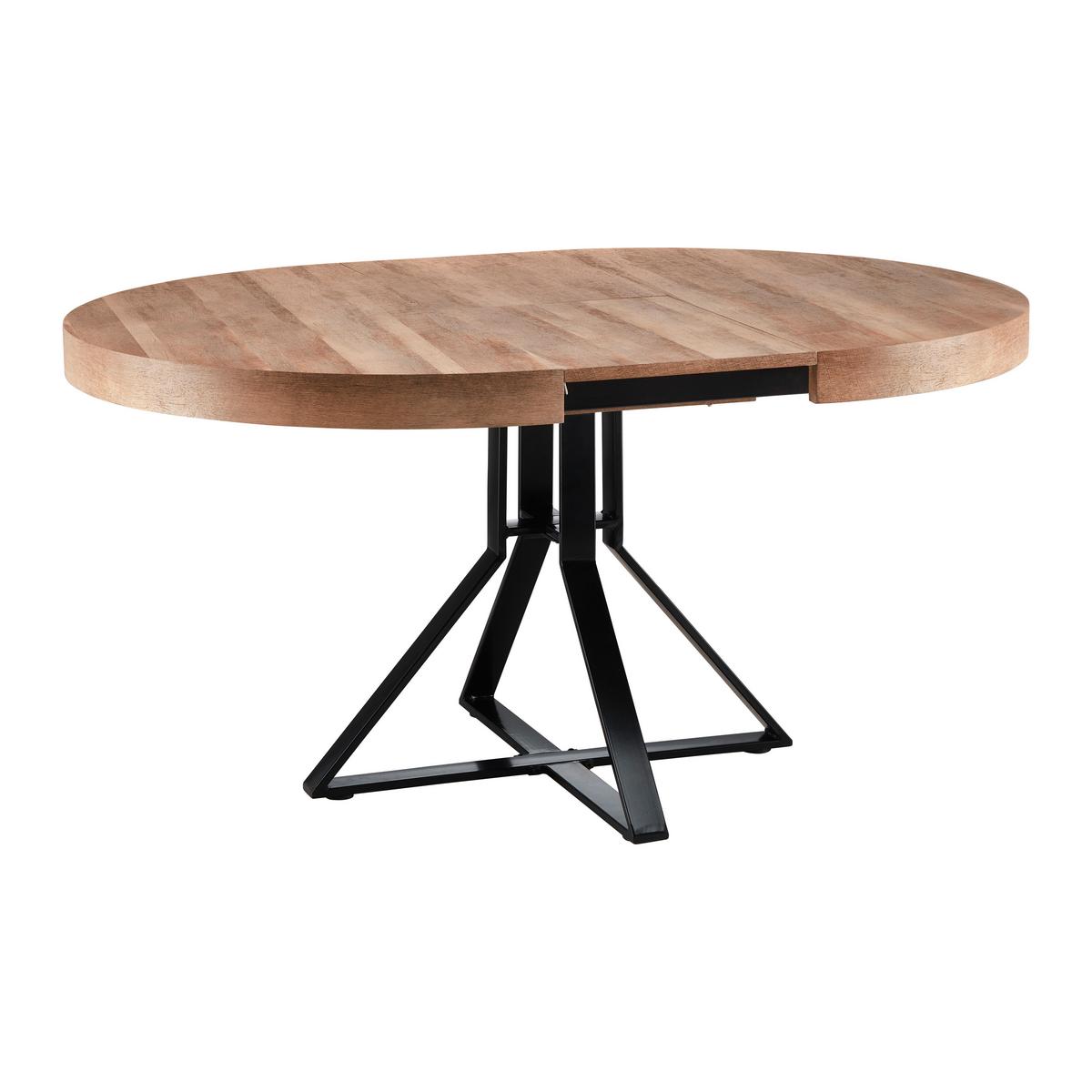 Rozkládací jídelní stůl LOUNA 120-160 cm - černá/barvy dubu, Moderní, kov (120-160/120/76cm) - Bessagi Home