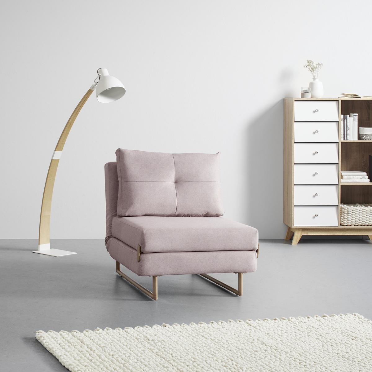 Rozkladacia pohovka Malic - ružová - ružová/farba duba, Modern, kov/textil (80/84/90cm) - Bessagi Home