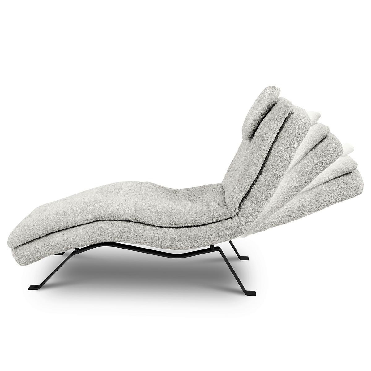 Relaxliege Black Hellgrau, B: 65cm - Hellgrau/Schwarz, Design, Leder (65/95/171cm) - Celina Home
