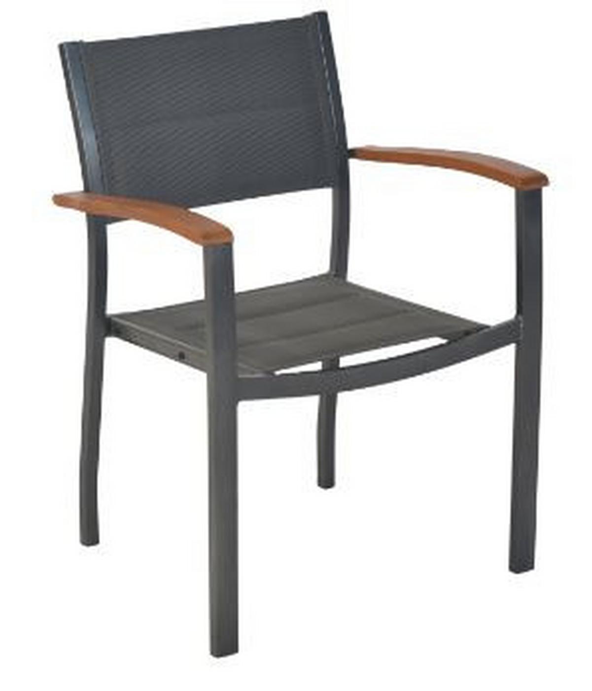 Gartenmöbel Set 7-tlg. Paxos Aluminium/akazie - Graphitfarben/Naturfarben, MODERN, Holz/Textil - Gardenson