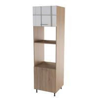 Konyhai Magasszekrény Corina - Sonoma tölgy/magasfényű fehér, faalapú anyag/fém (60/215/58cm)