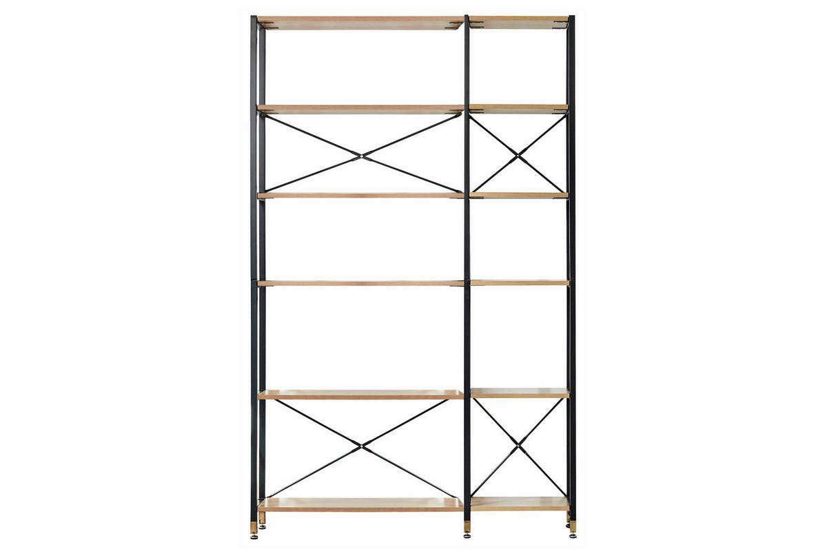 Regal Naturfarben/schwarz B: 127,5cm - Schwarz/Naturfarben, Design, Holzwerkstoff/Metall (127,50/210/30cm) - Livetastic