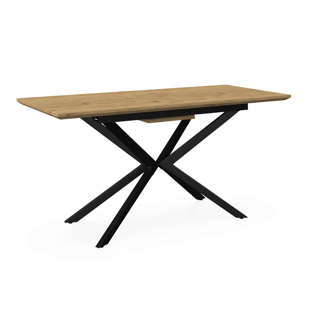 Výsuvný stůl AKI 140-180 - černá/barvy dubu, Moderní, kov/kompozitní dřevo (140-180/76/80cm) - Bessagi Home