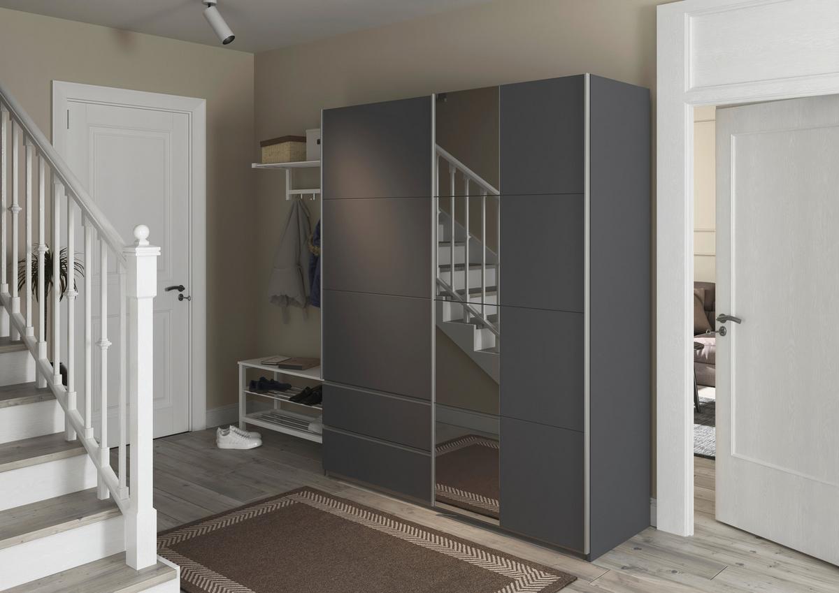 Schwebetürenschrank Stoke Grau B: 175 Cm - Grau, MODERN, Holzwerkstoff (175/210/59cm) - Rauch Möbel