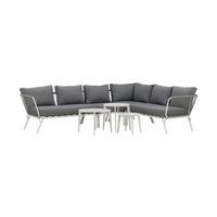Loungegarnitur 4-tlg Roxo Metall/textil Mit Kissen - Weiß/Grau, KONVENTIONELL, Textil/Metall - Gardenson