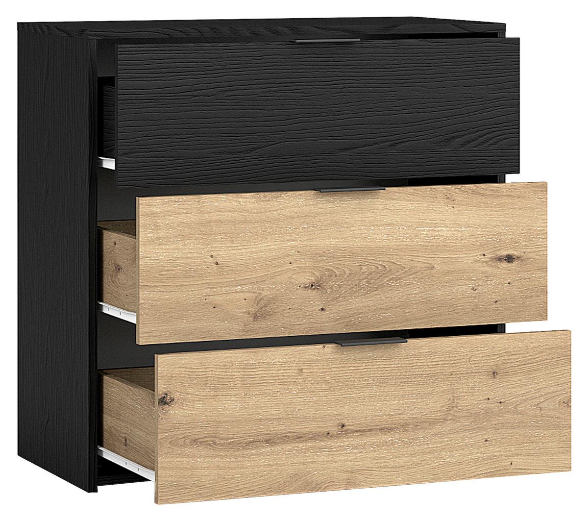 Kommode Rimini Anthrazit/Eiche B: 80cm - Anthrazit/Schwarz, Design, Holzwerkstoff (80/80/40cm) - MID.YOU