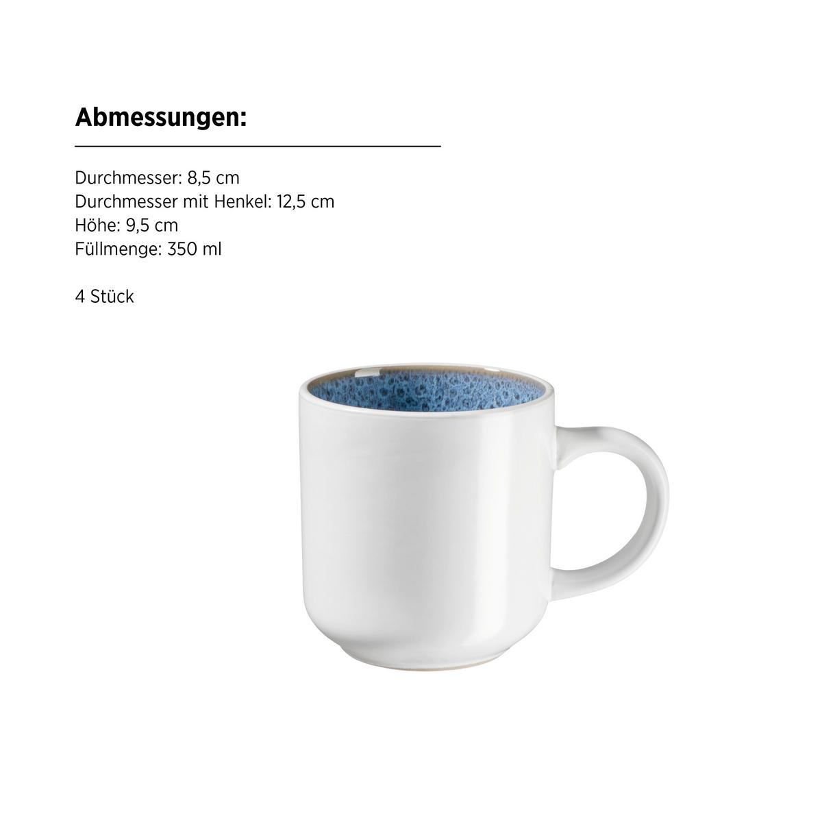 Kombiservice Malea 16-Teilig Steinzeug, Blau, 4 Personen - Blau, Basics, Keramik - Mäser