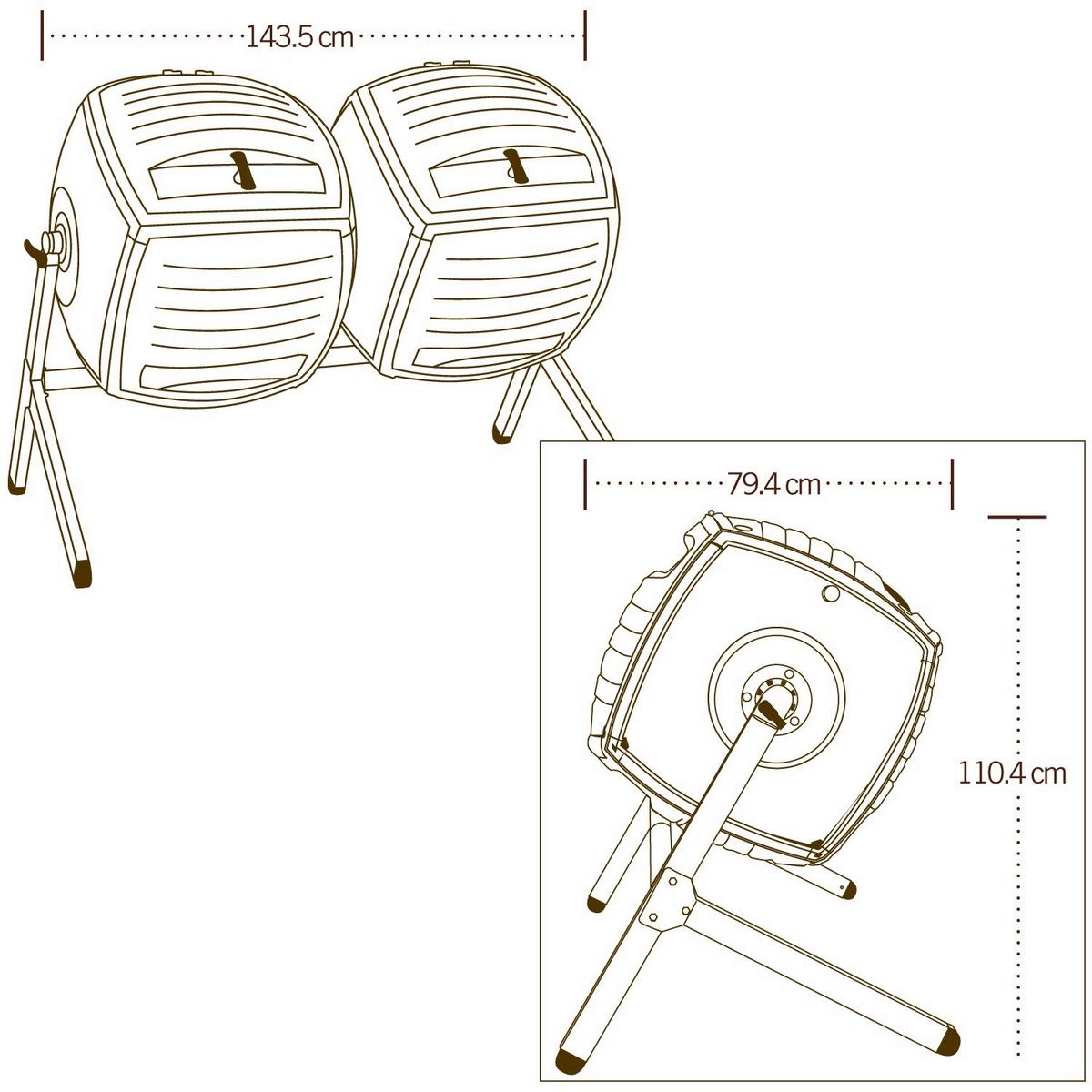Komposter Kompost-Zwilling 380 L - Schwarz, Basics, Kunststoff (148/111/80cm)
