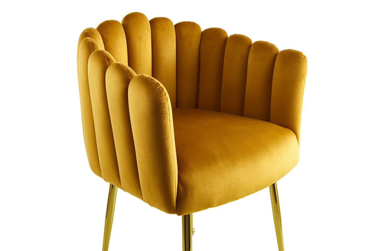 STOLIČKA S PODRÚČKAMI MUCHA - oranžová/zlatá, Modern, kov/textil (59/85/56cm) - MID.YOU