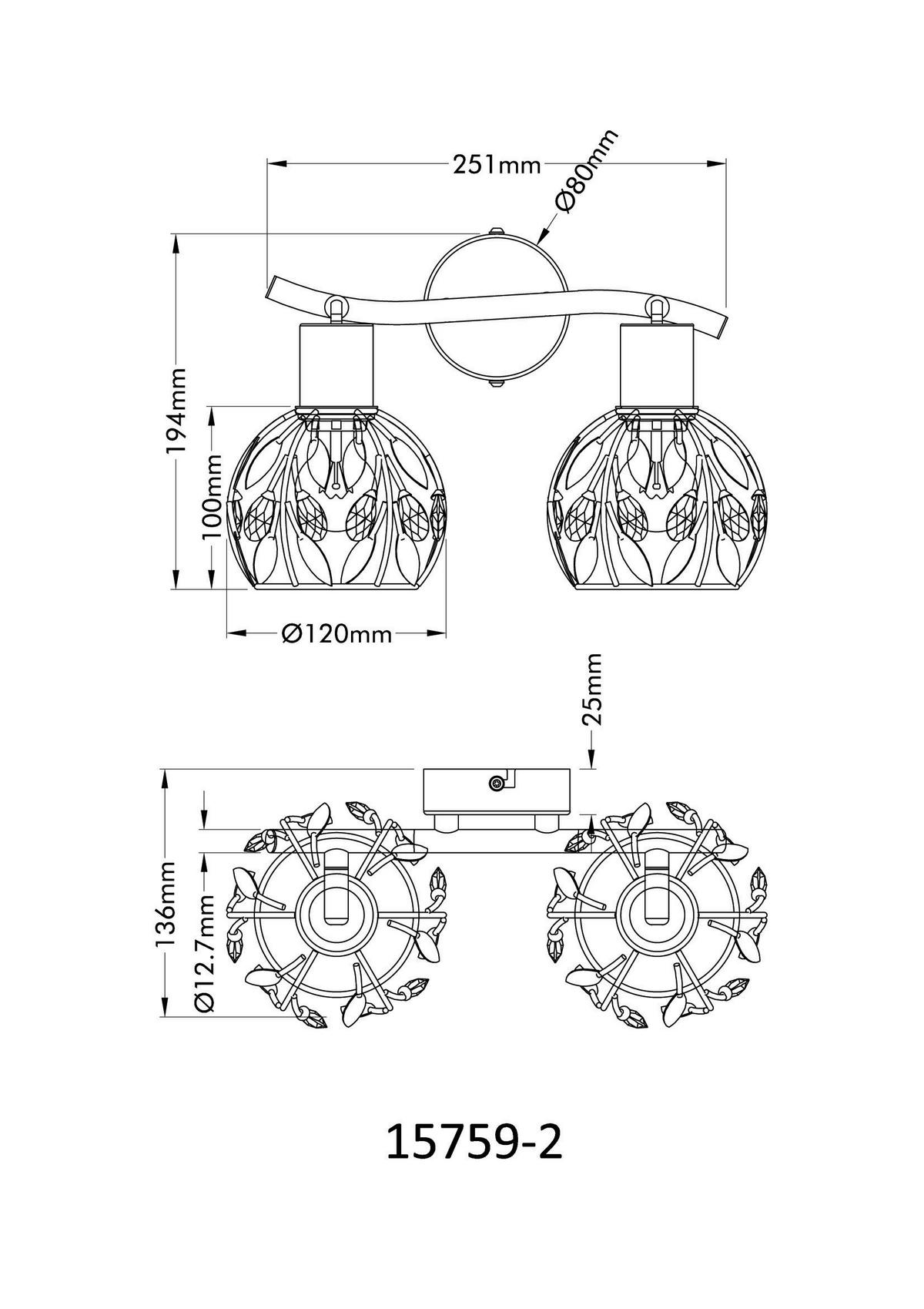 Strahler Mika L: 25 Cm Klar Schwarz Goldfarben - Klar/Goldfarben, Basics, Kunststoff/Metall (25/12/15,5cm) - Globo