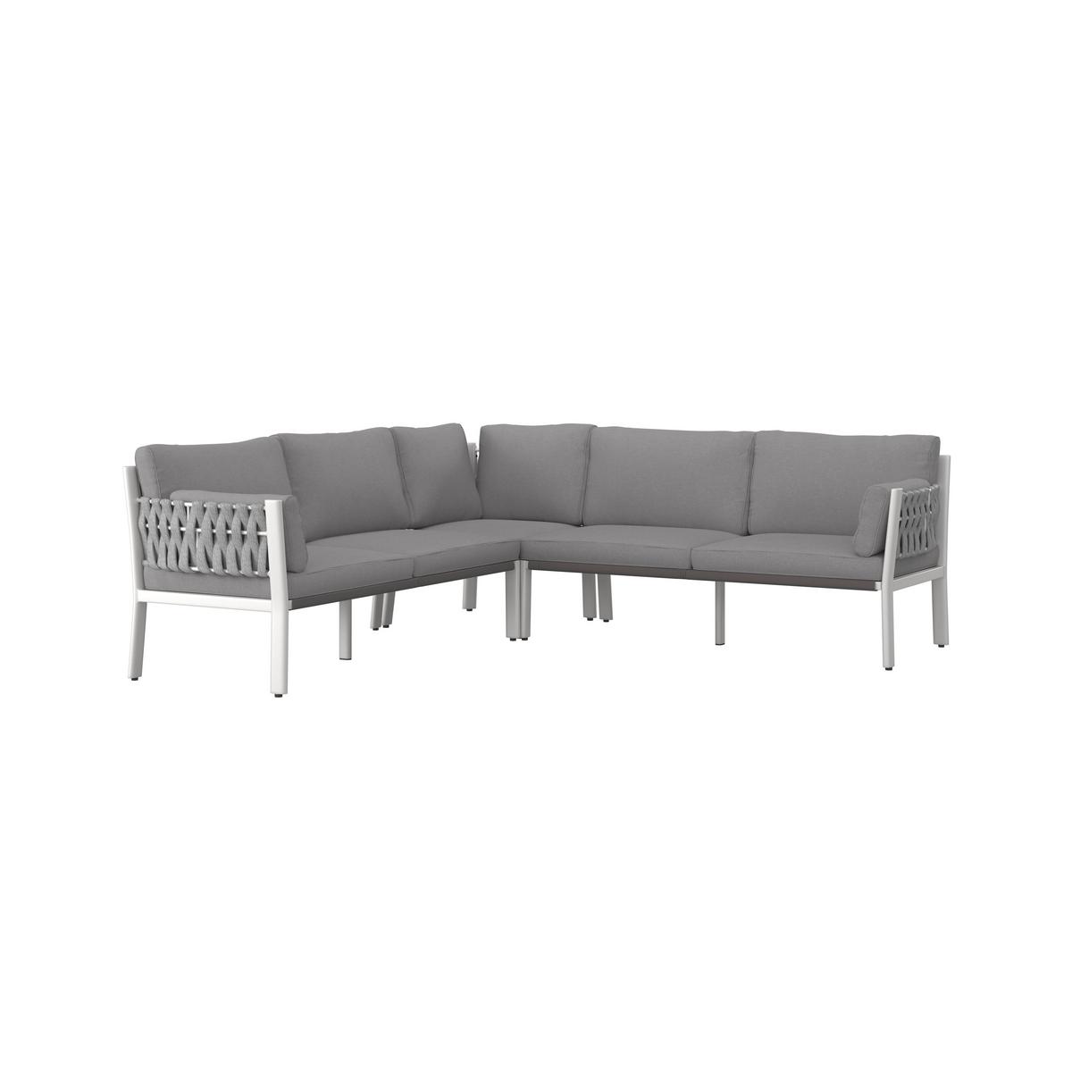 JÍDELNÍ TERASOVÁ SOUPRAVA ELISA - bílá/světle šedá, Moderní, kov/textil (238/74/75cm) - Bessagi Garden