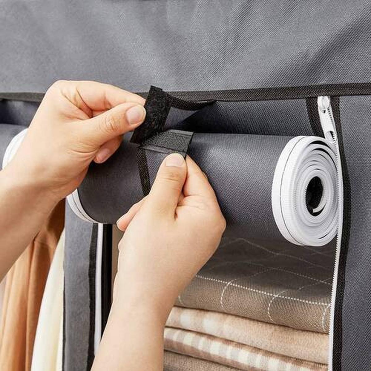 Stoffschrank B: 150 Cm Schwarz - Grau, Trend, Kunststoff/Textil (150/175/45cm) - Boxxx