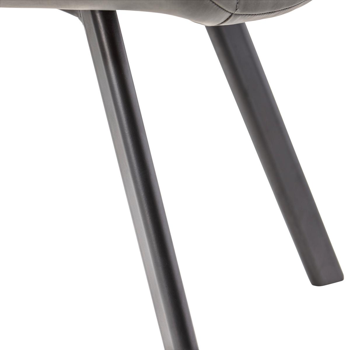 Schalenstuhl Hayo Grau Gepolstert, Lederlook - Schwarz/Grau, KONVENTIONELL, Textil/Metall (56/84/60cm) - Livetastic