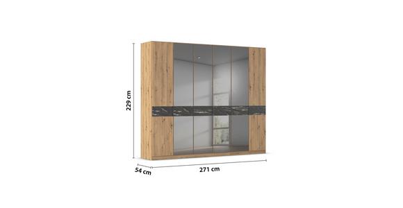 Drehtürenschrank Versity-D Eiche Artisan/Marmoroptik 6trg - Eiche Artisan, Trend, Holzwerkstoff (271/229/54cm) - James Wood