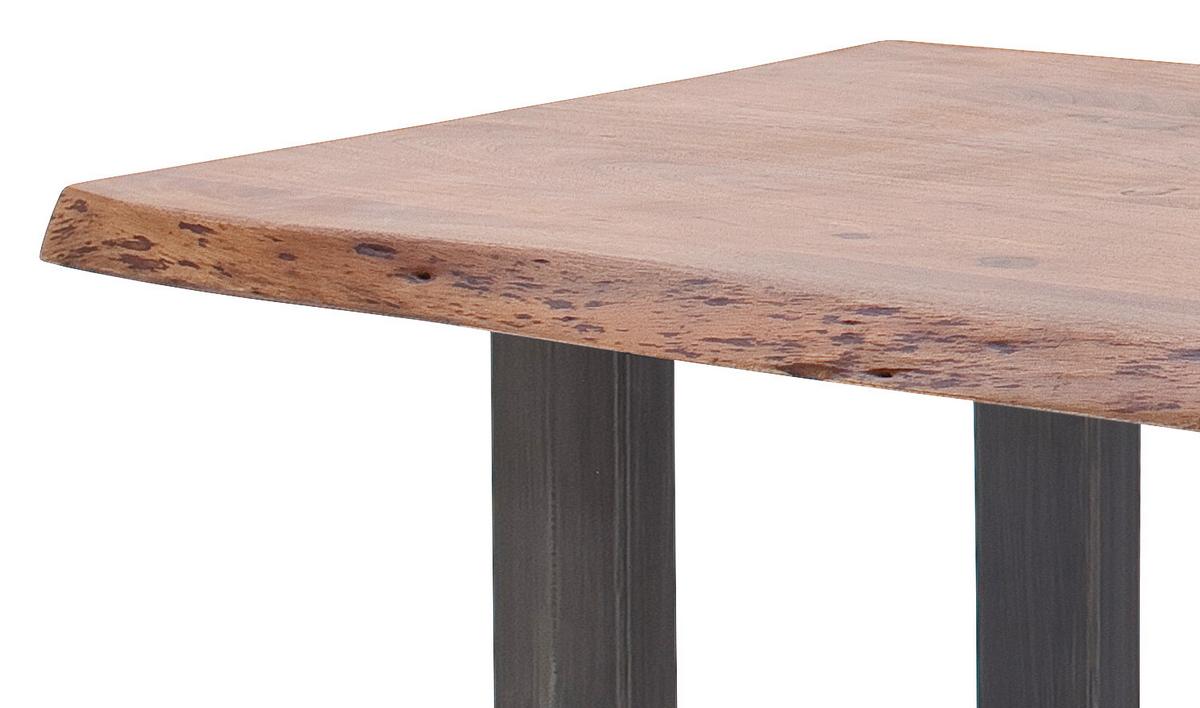 Couchtisch Holz Massiv Cartagena Walnuss/Nickelfarben - Walnussfarben/Nickelfarben, MODERN, Holz/Metall (110/45/70cm)