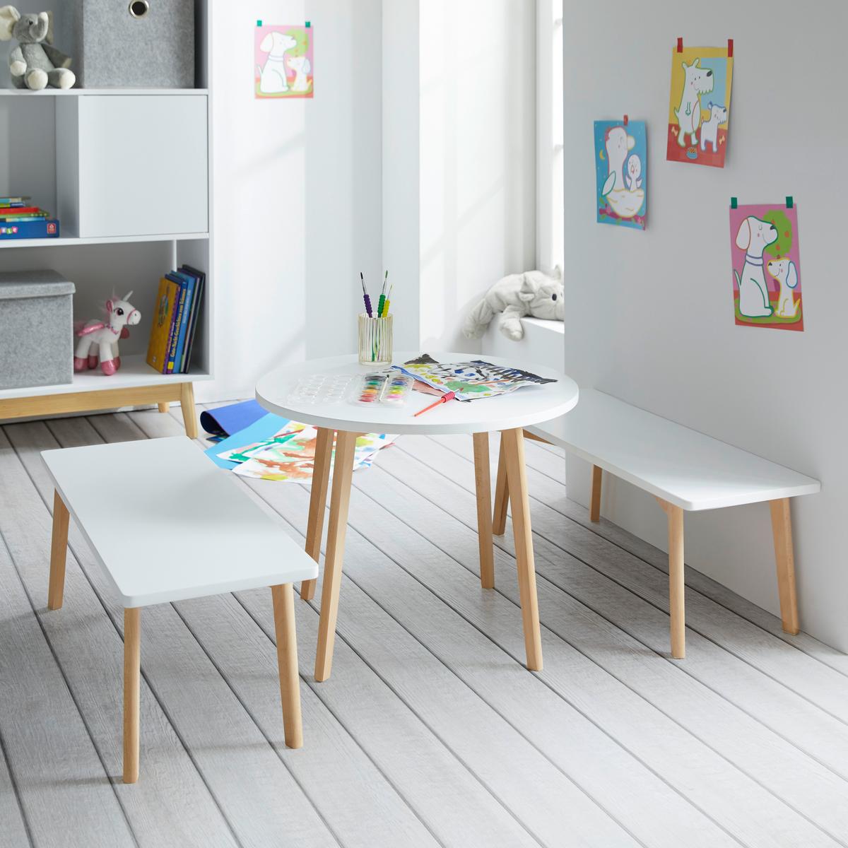 Dětský stůl Tibby - bílá/barvy buku, Moderní, dřevo (60/47cm) - Modern Living
