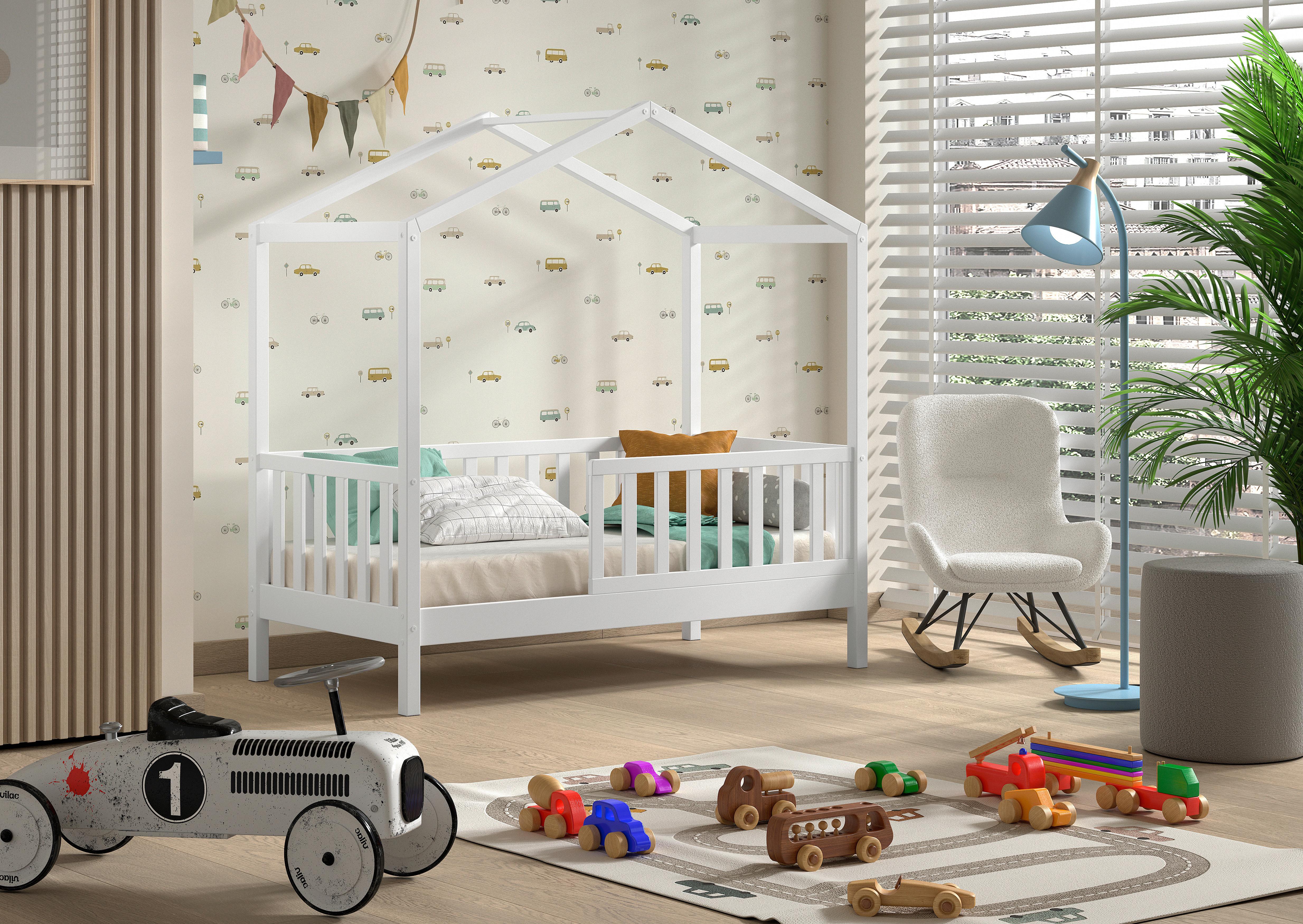 Hausbett Junior - Weiß, MODERN, Holz (70/140cm) - MID.YOU