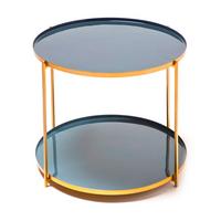 Beistelltisch mit Ablageplatte Tessa Dunkelblau/Grau/Gold - Goldfarben/Dunkelblau, Basics, Metall (50/50/40cm) - Kayoom
