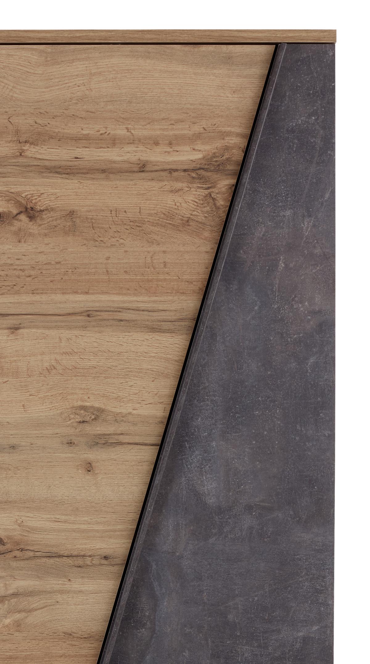 Schuhschrank Venedig Eiche Dekor 2-Türig B: 70 cm - Eichefarben/Dunkelgrau, MODERN, Holzwerkstoff (70/196/35cm)