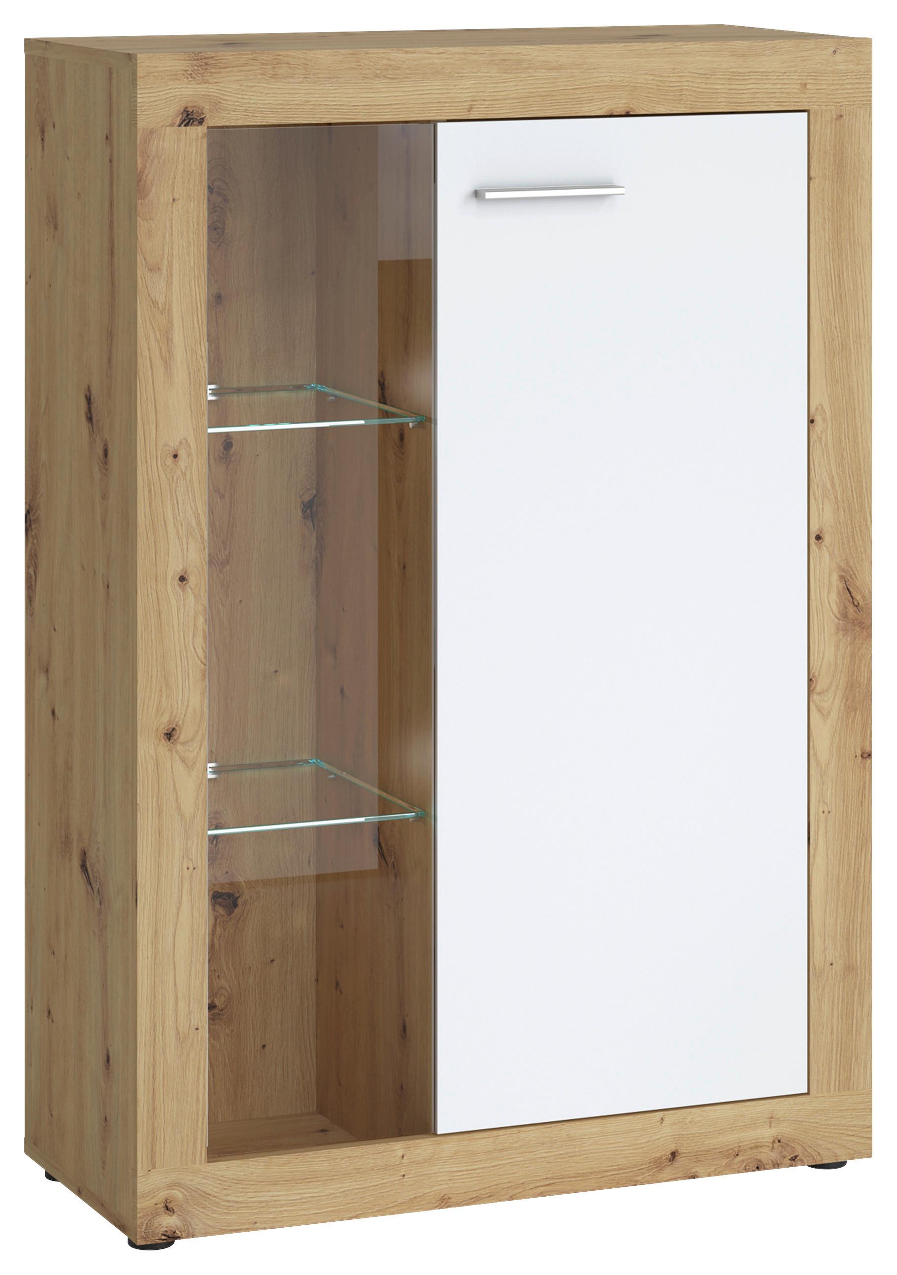 Vitrine Brilon Eiche Artisan,weiß B: 78 cm