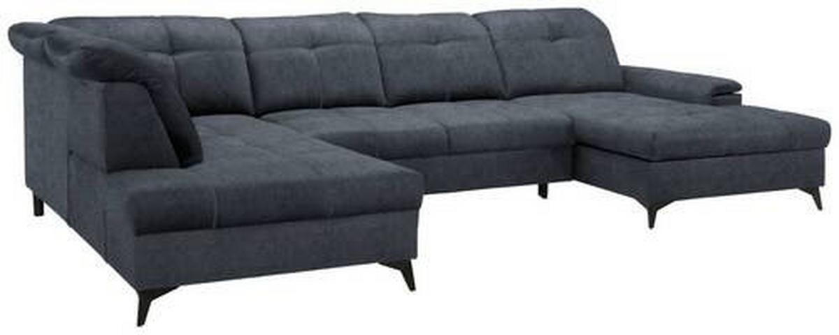 Rohová sedačka U SIERRA, levá, grafitová CLOUD - černá/světle šedá, Moderní, kov/textil (230/364/181cm) - Mömax