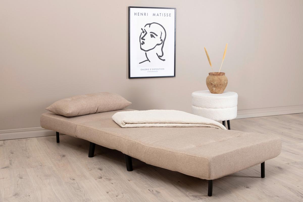 Schlafsessel Vicky - Beige/Schwarz, Design, Textil/Metall (70/88/80cm) - Livetastic