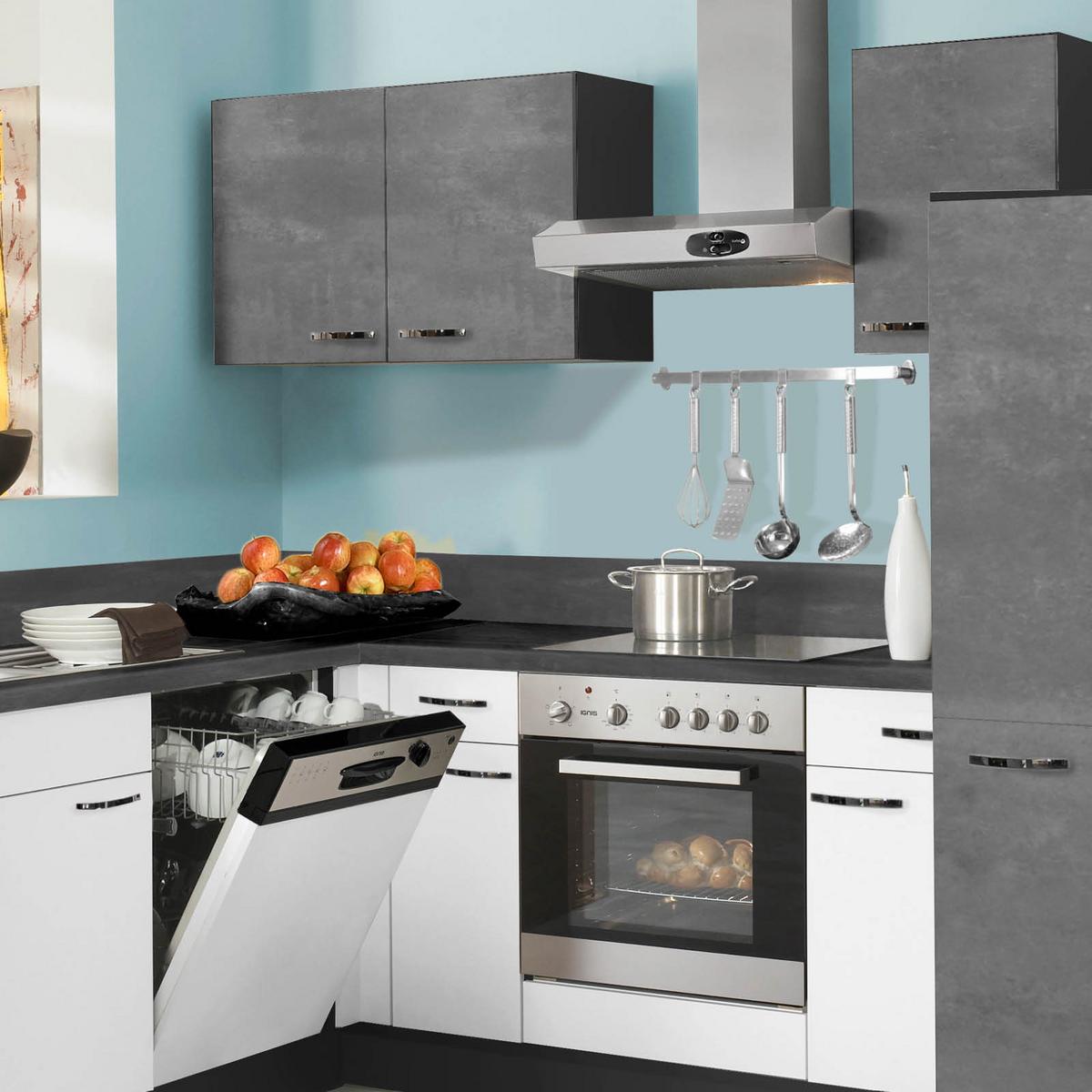 Eckküche Pn 80/100 Mit Geräten 175x285 Cm Grau Modern - Weiß, Holzwerkstoff (175/285cm)