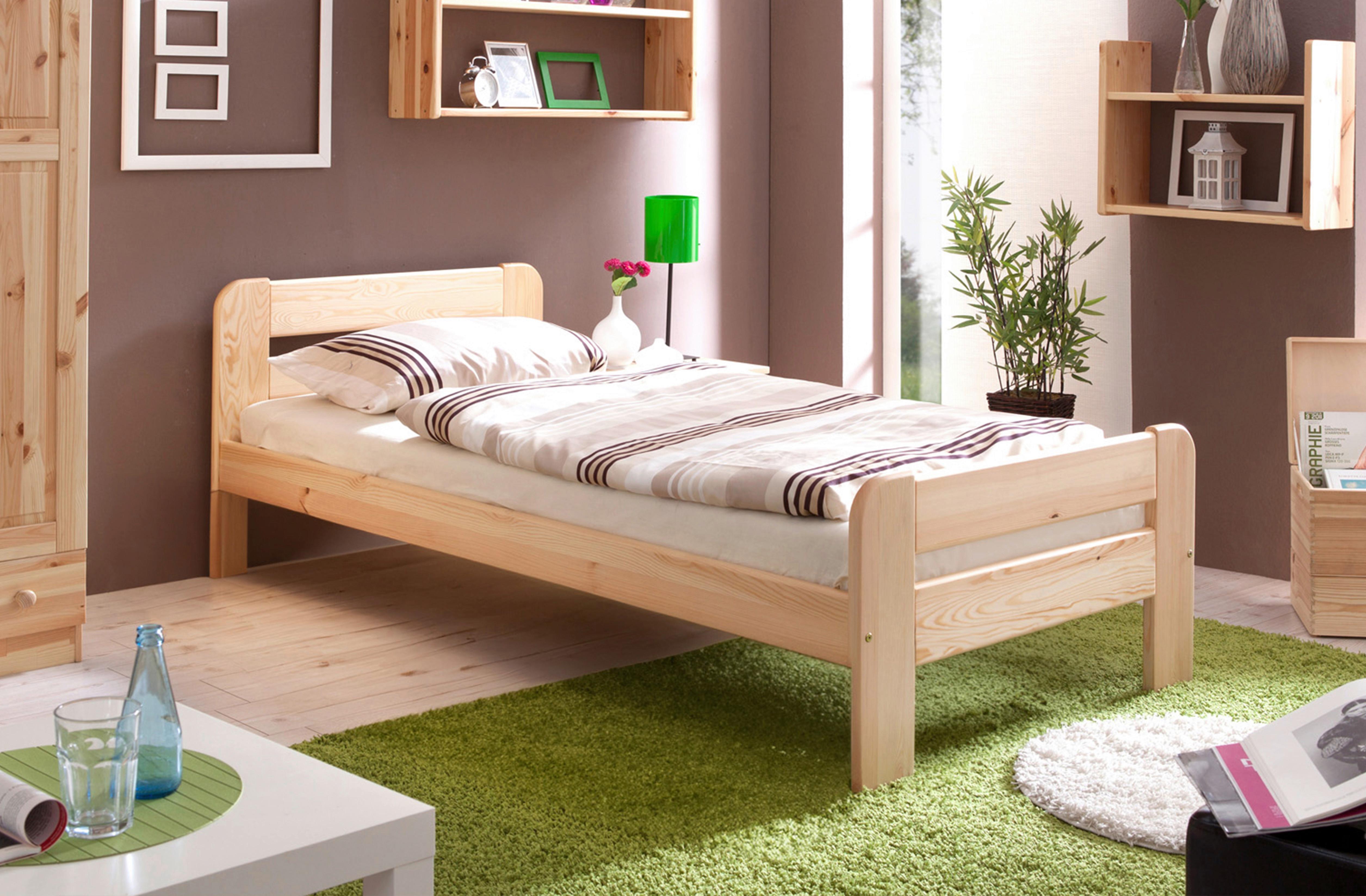 Bett Echtholz Massiv 90x200 Cm Bert, Kiefer Natur