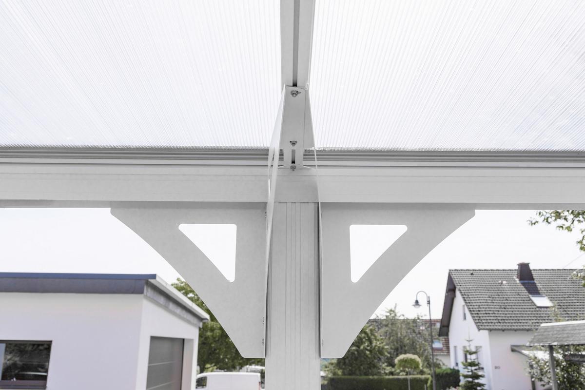 Přístřešek na auto CARPORT 15m2 - bílá, Basics, kov/plast (305/232/503cm)