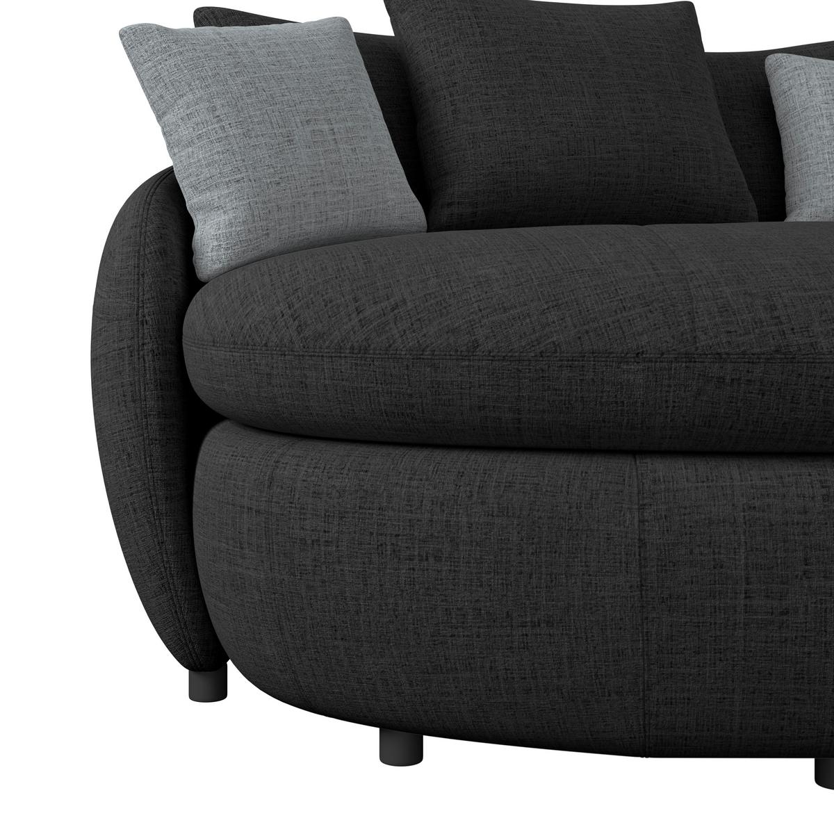 Mega pohovka ARUBA 2, čierna/antracitová ženilka - čierna, Trend, textil/plast (238/80/140cm) - Luca Bessoni