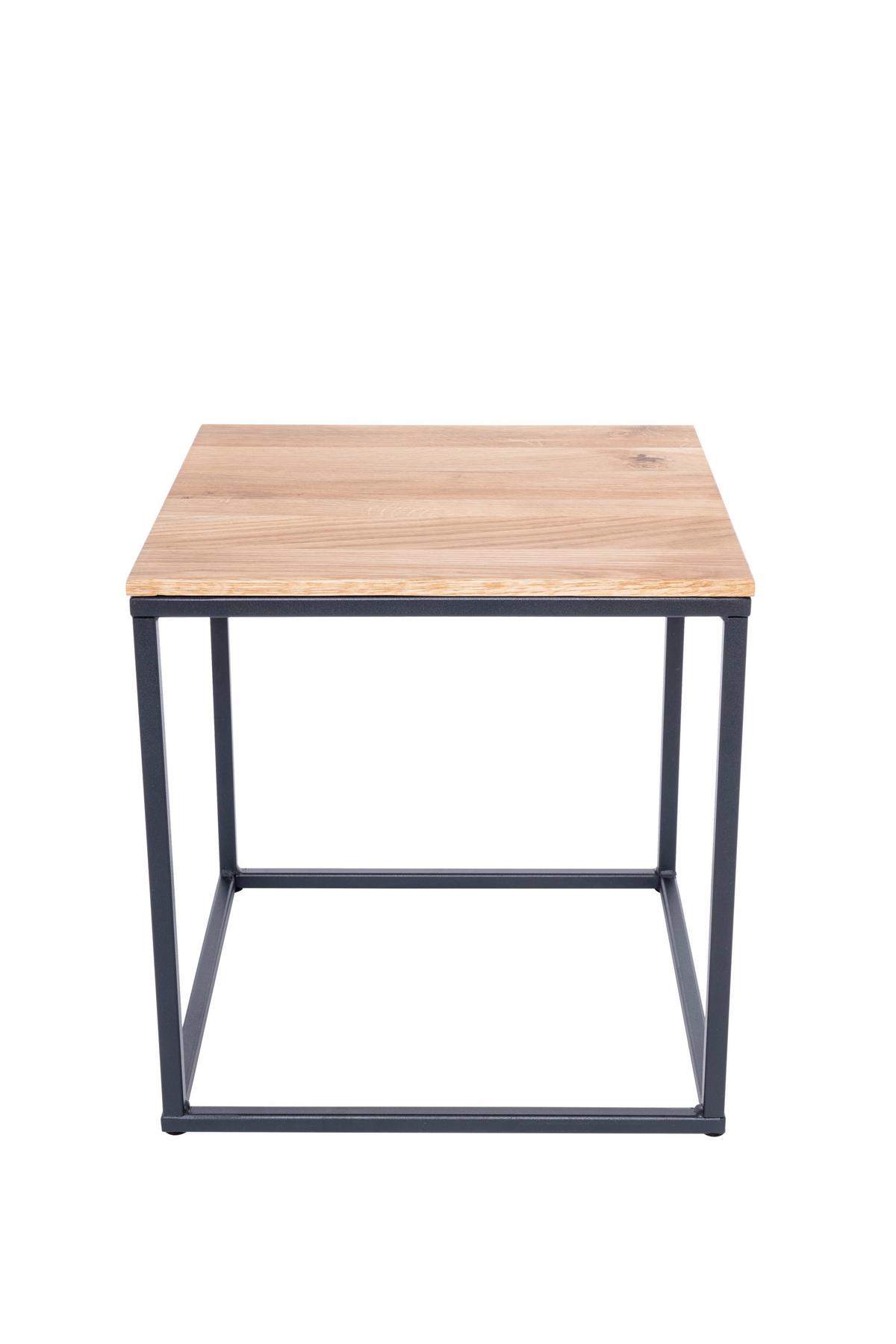 Beistelltisch Justus Schwarz/Eichefarben L: 40cm - Eichefarben/Schwarz, Natur, Holz/Metall (40/40/41cm)