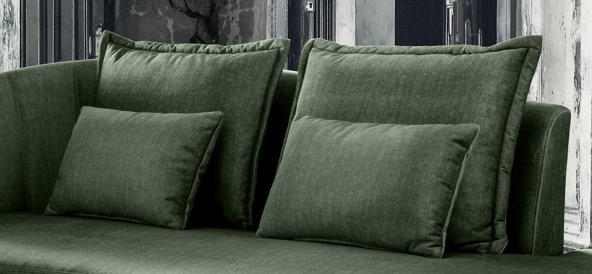 Ottomane Pistaccio Dunkelgrün Velours, Rücken Echt B: 211 cm - Dunkelgrün/Schwarz, MODERN, Textil (211/85/101cm) - Livetastic
