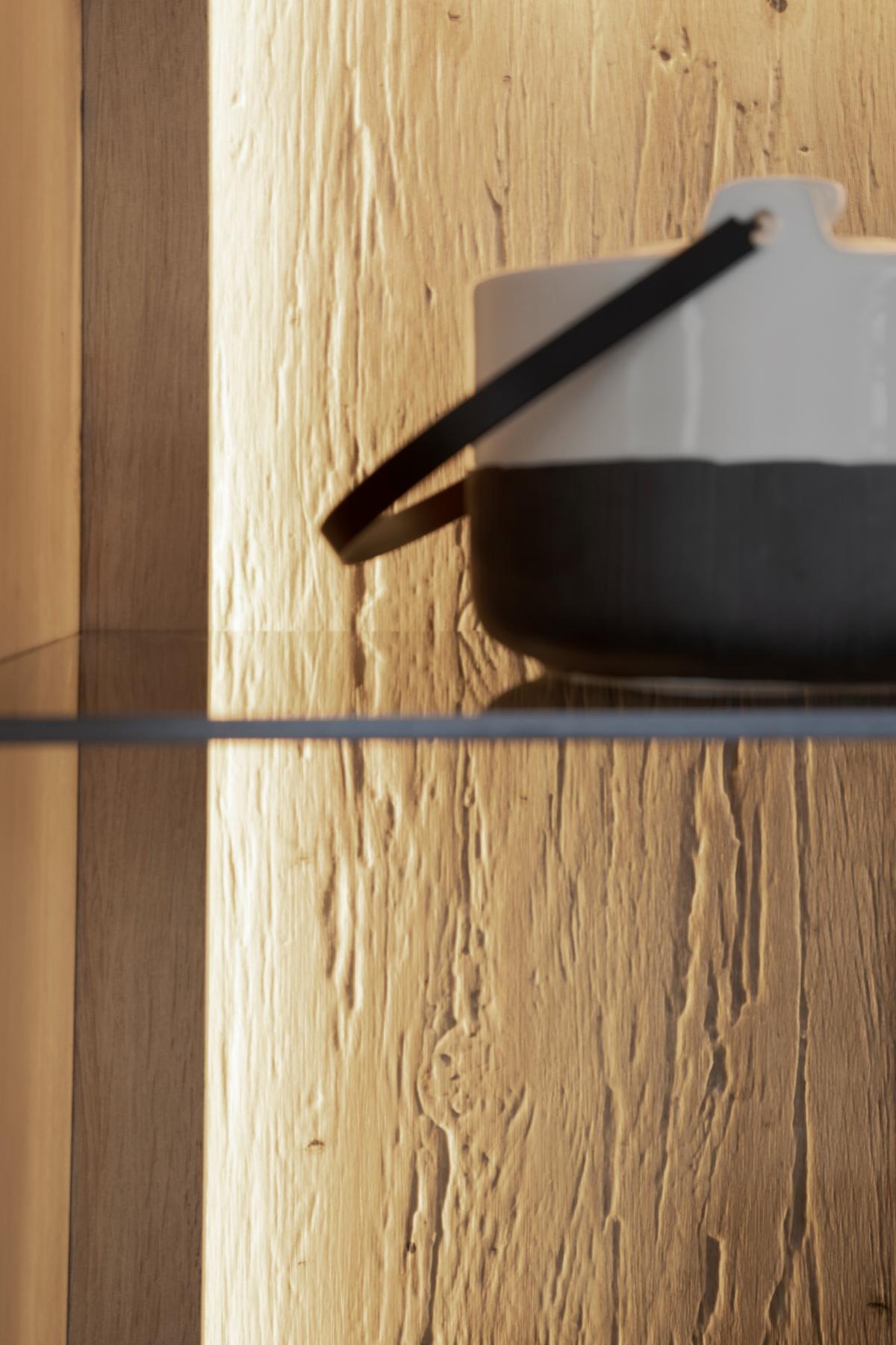 Vitrine Lizzano B: 66 Cm Grau/eichefarben - Eichefarben/Grau, Design, Glas/Holzwerkstoff (66/209/40cm) - MID.YOU