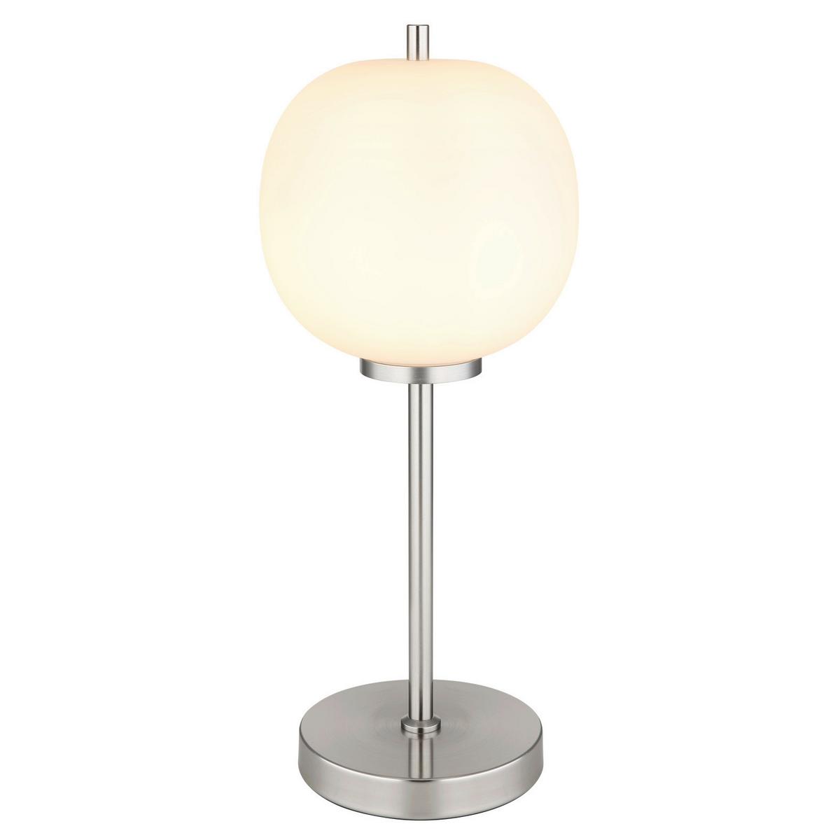 Tischleuchte 15345tno - Nickelfarben, KONVENTIONELL, Glas/Metall (18,5/45cm) - Globo