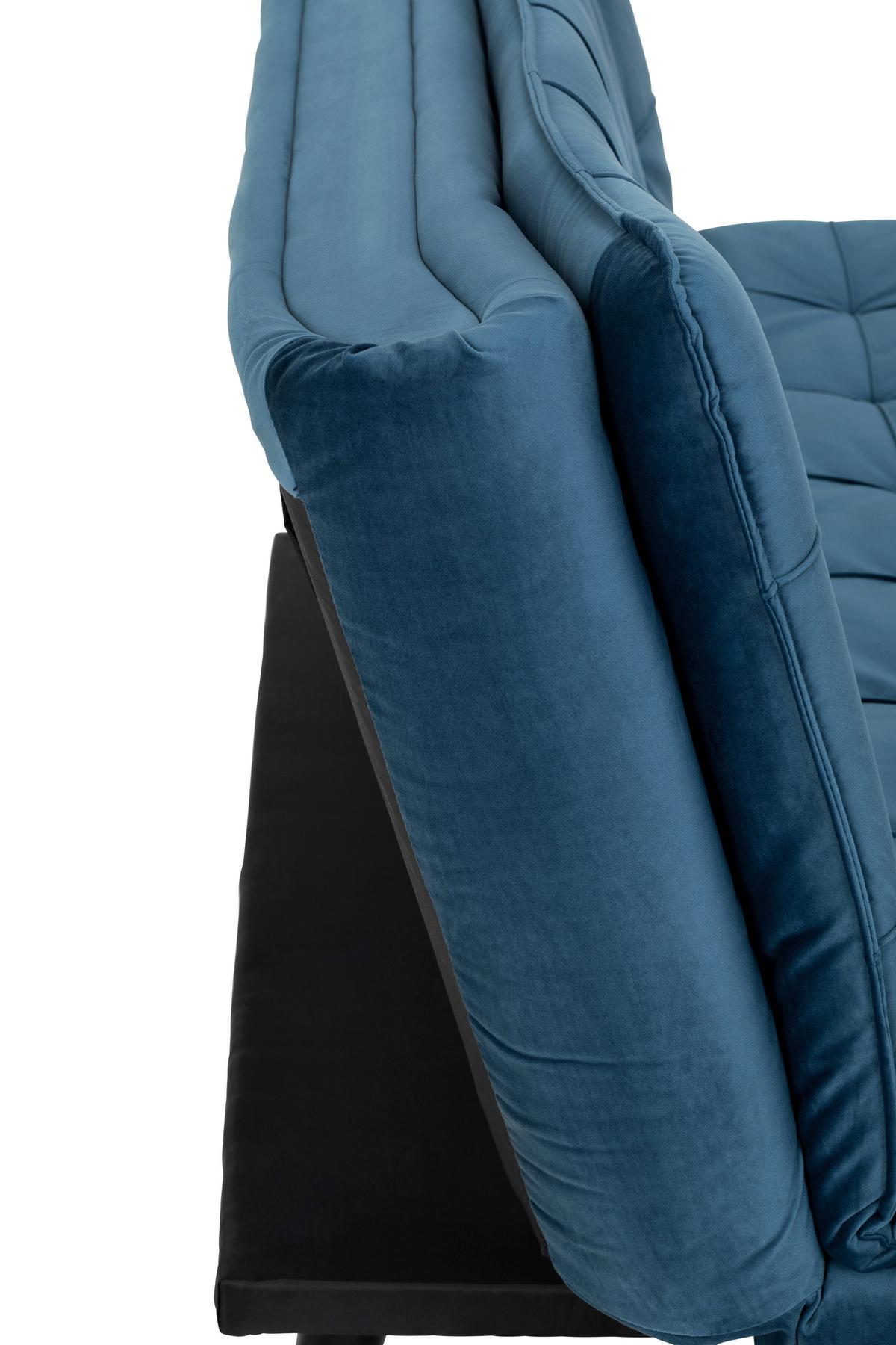 3-Sitzer-Sofa Mit Schlaffunktion Tuvalu B: 195cm - Blau/Schwarz, Design, Holz/Textil (195/96/96cm) - MID.YOU