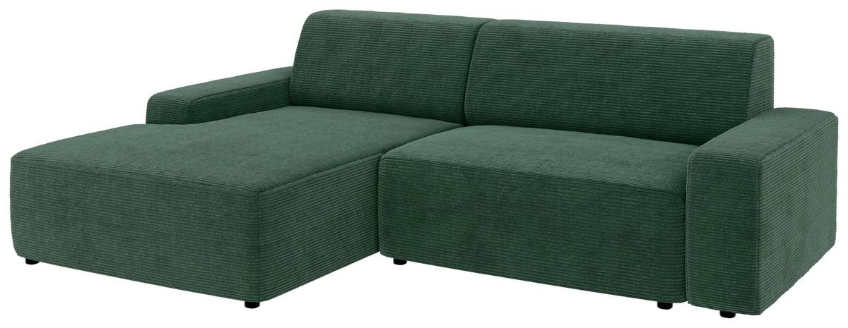 Ecksofa Wien Dunkelgrün S: 162x246 cm - Dunkelgrün/Schwarz, MODERN, Textil (162/246cm) - Trendmanufaktur