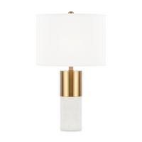 Tischleuchte Bianco - Messingfarben/Weiß, Trend, Textil/Metall (39/65cm) - MAYTONI