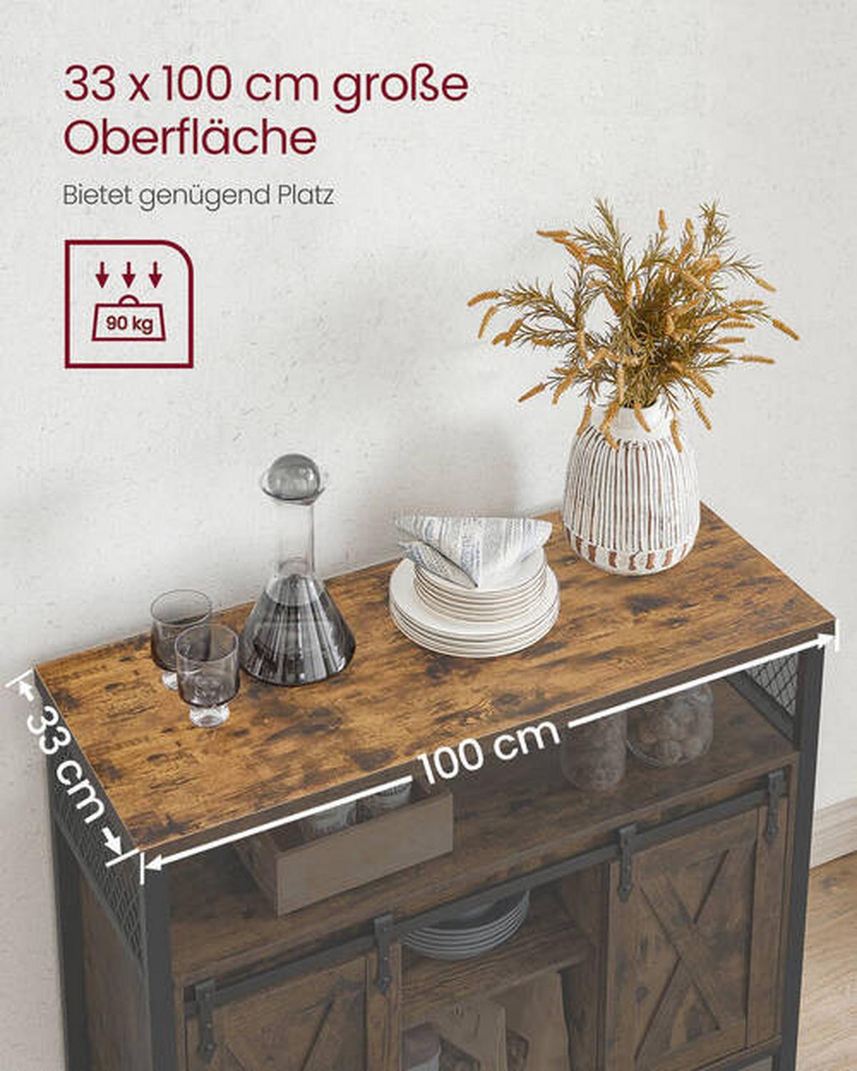 Kommode B: 100 Cm Braun/schwarz - Schwarz/Braun, Trend, Holzwerkstoff/Metall (100/80/33cm) - Boxxx