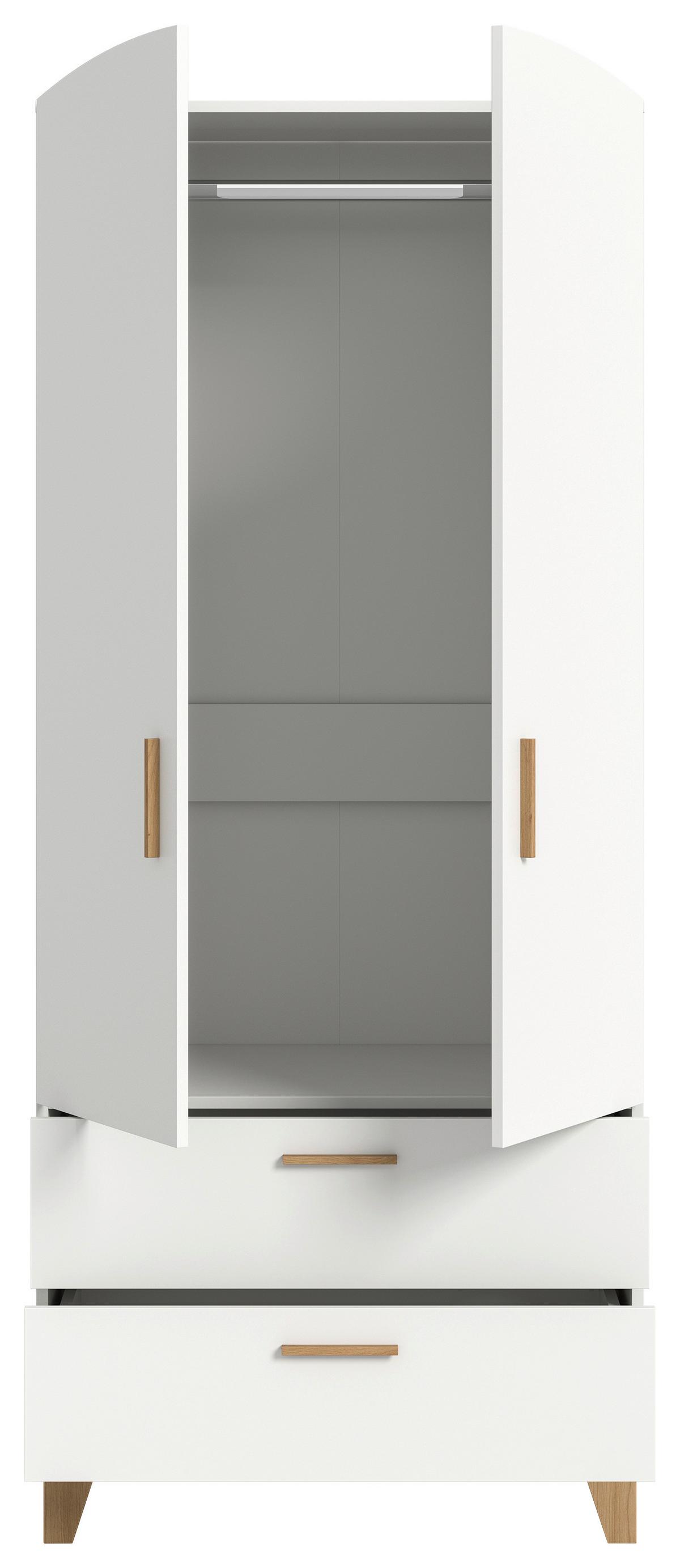 Drehtürenschrank Stella Eiche Dekor/Weiß B: 81cm - Weiß/Eiche Artisan, ROMANTIK / LANDHAUS, Holzwerkstoff (81/198/51cm) - Livetastic