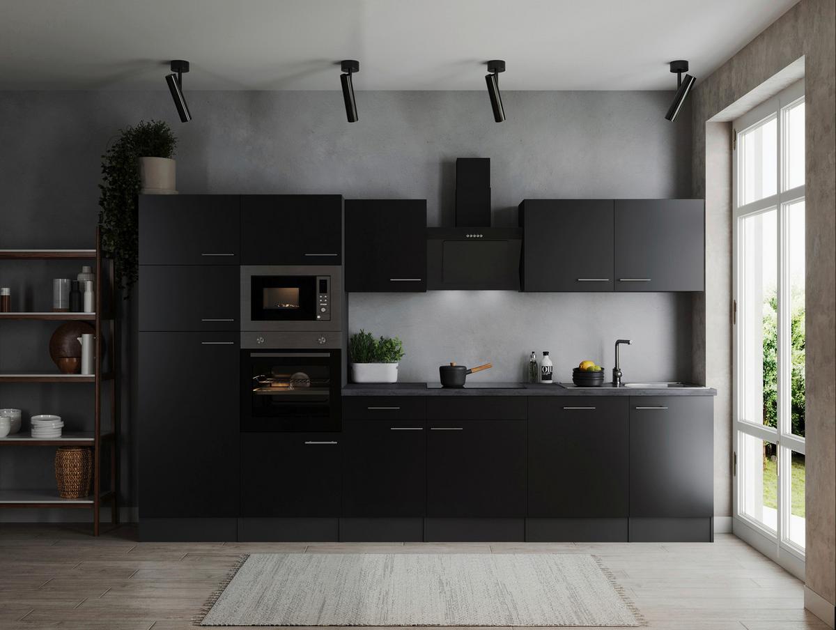 Küchenblock Oliver Grau, Schwarz B: 340 cm - Schwarz/Grau, Design, Holzwerkstoff (340cm) - Respekta