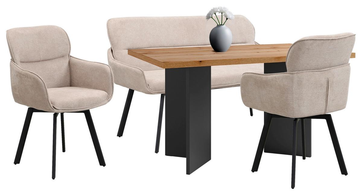 Sitzbank Rico - Taupe/Schwarz, MODERN, Textil/Metall (140/90/62cm) - MID.YOU
