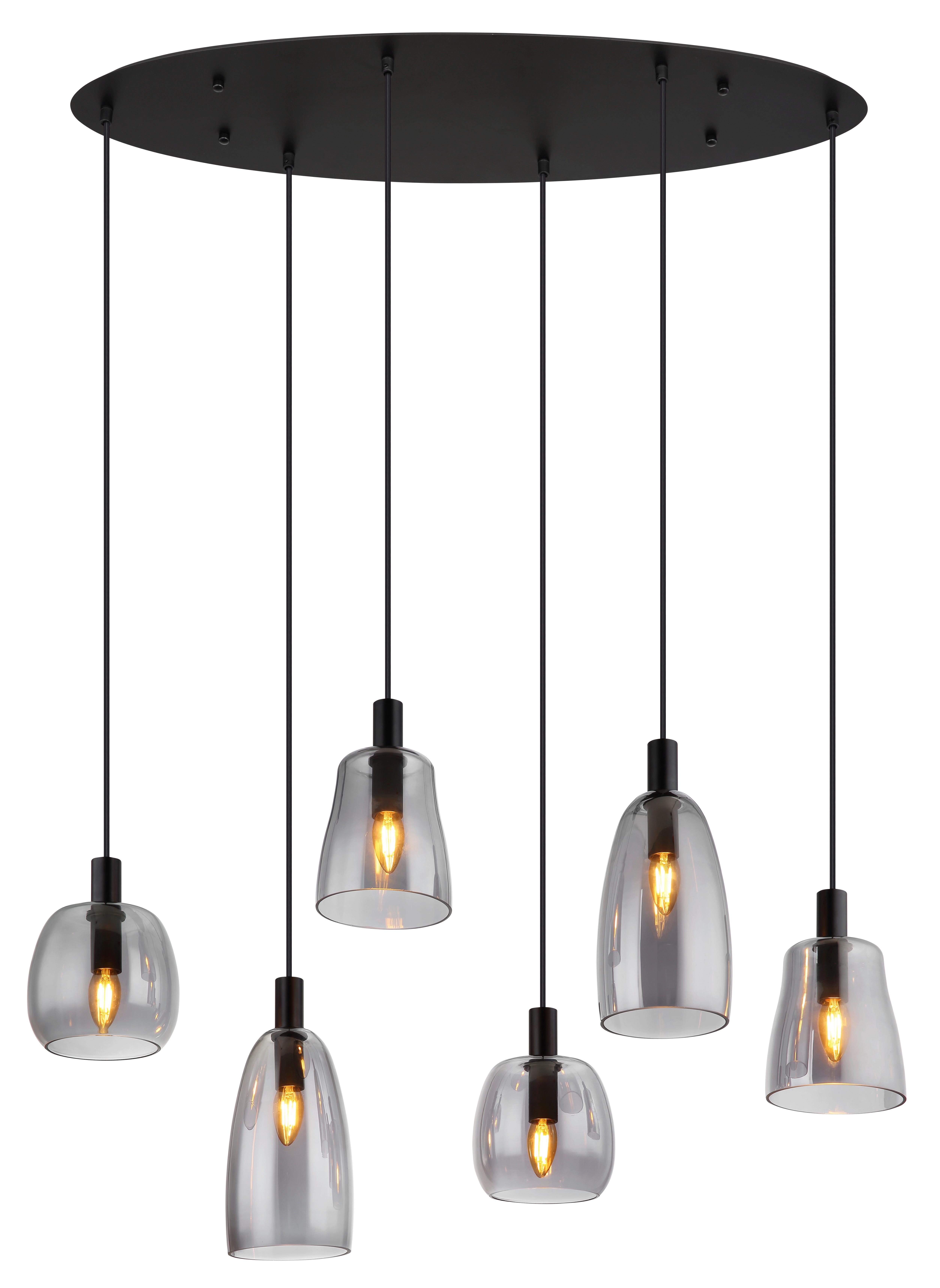 Hängeleuchte 15789-6hb - Schwarz, Design, Glas/Metall (97/32,5/130cm) - Globo
