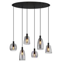 Hängeleuchte 15789-6hb - Schwarz, Design, Glas/Metall (97/32,5/130cm) - Globo